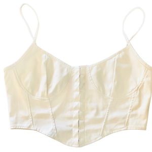 Sz L Vegan Leather White Corset